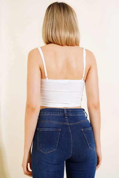 Dantelli Büstiyer Beyaz - Resim 3