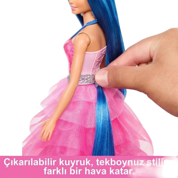 Barbie Mavi Saçlı Prenses Bebek HRR16 Lisanslı Ürün - Resim 5