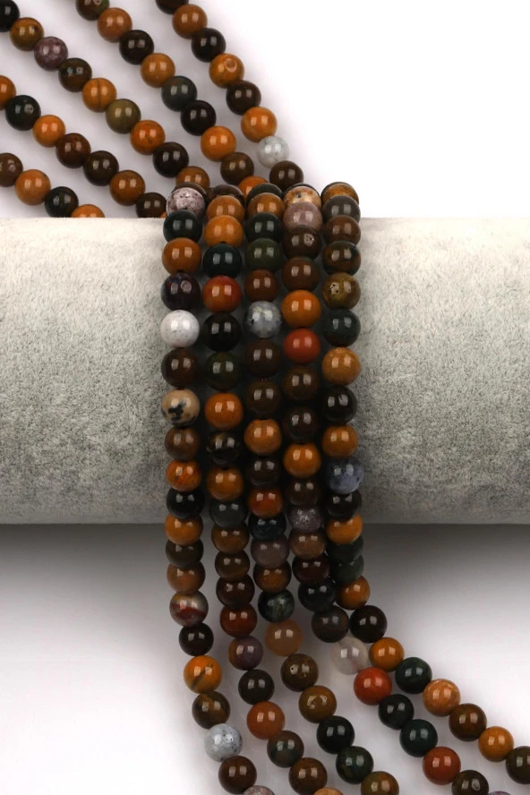 Ocean Jasper Doğal Taş Dizi 6 mm Küre Kesim