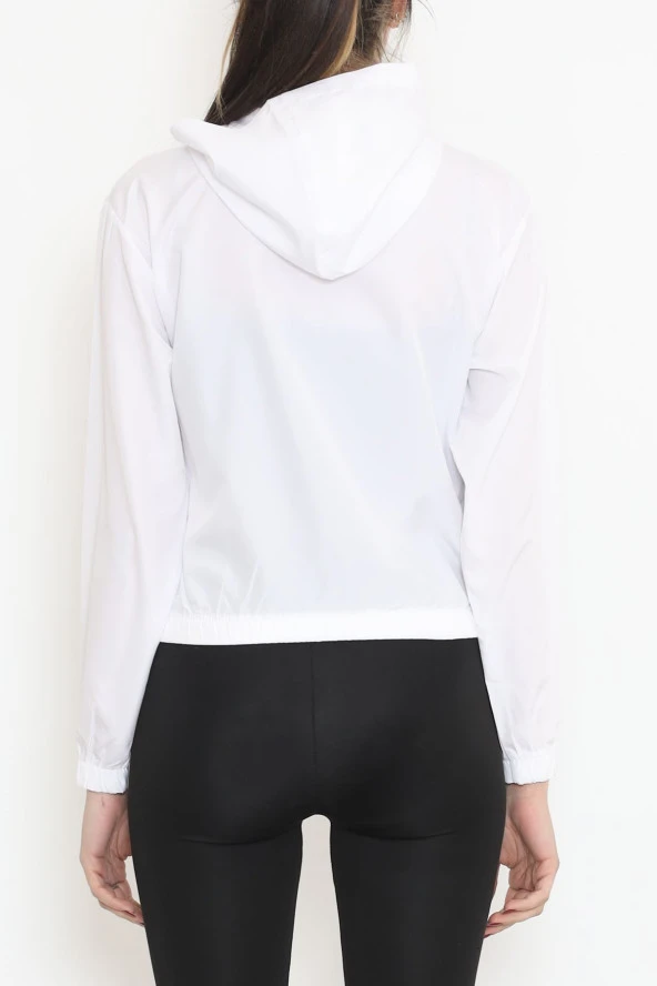 Çift Cepli Crop Yağmurluk Beyaz - 17743.1247. - 9