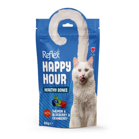 Reflex Happy Hour Healty Bones Somonlu, Yaban Mersinli ve Kızılcıklı Sağlıklı Kemikler Destekleyici Kedi Ödül Maması