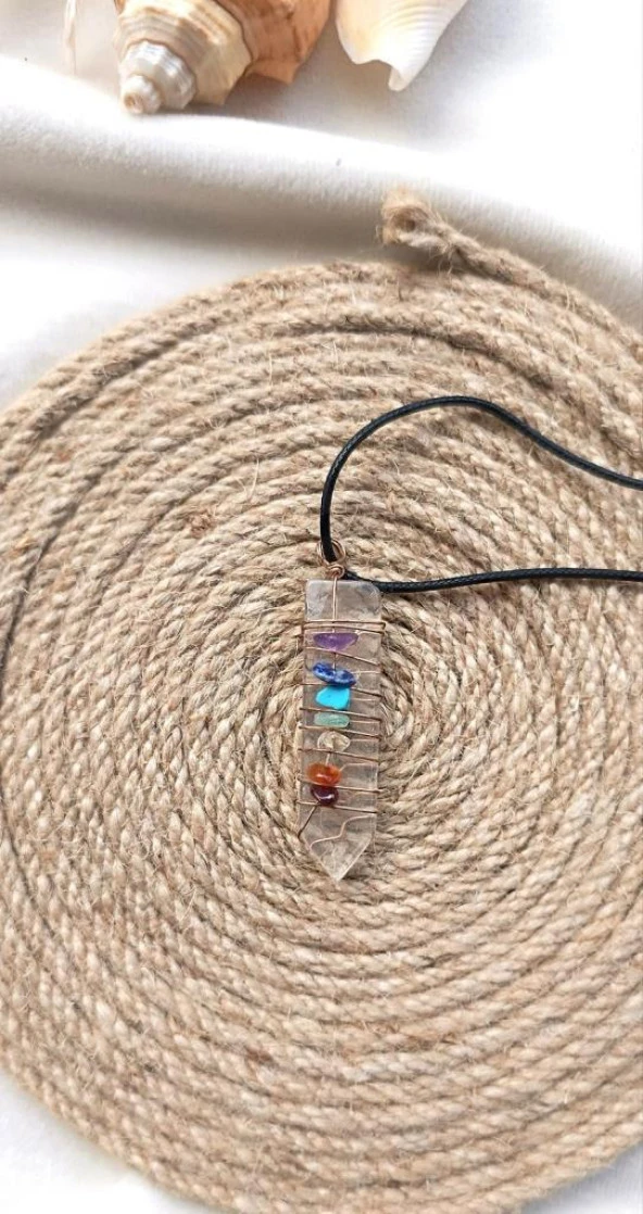 Kolye Gerdanlık Çakra Yoga Reiki Doğal Kristal Kuvars Tel Sarma Karışık Taş - 2