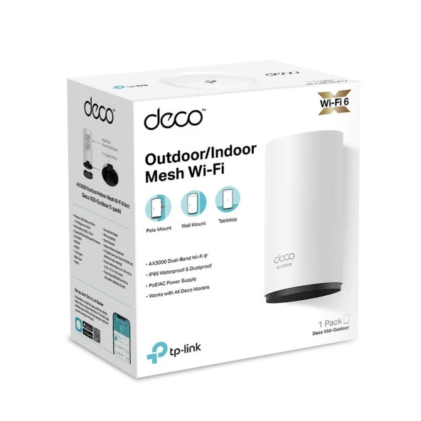 Tp-Link Outdoor 1Lİ Wi-Fi 6 Dış Mekan / İç Mekan Bütün Ev Mesh Wi-Fi Ünitesi