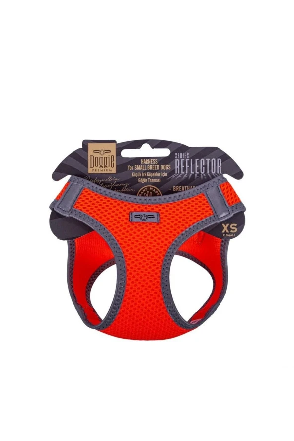 Doggie Havalı Dokuma Reflektör Serisi Küçük Irk Göğüs Tasması Turuncu Xs-30-34cm