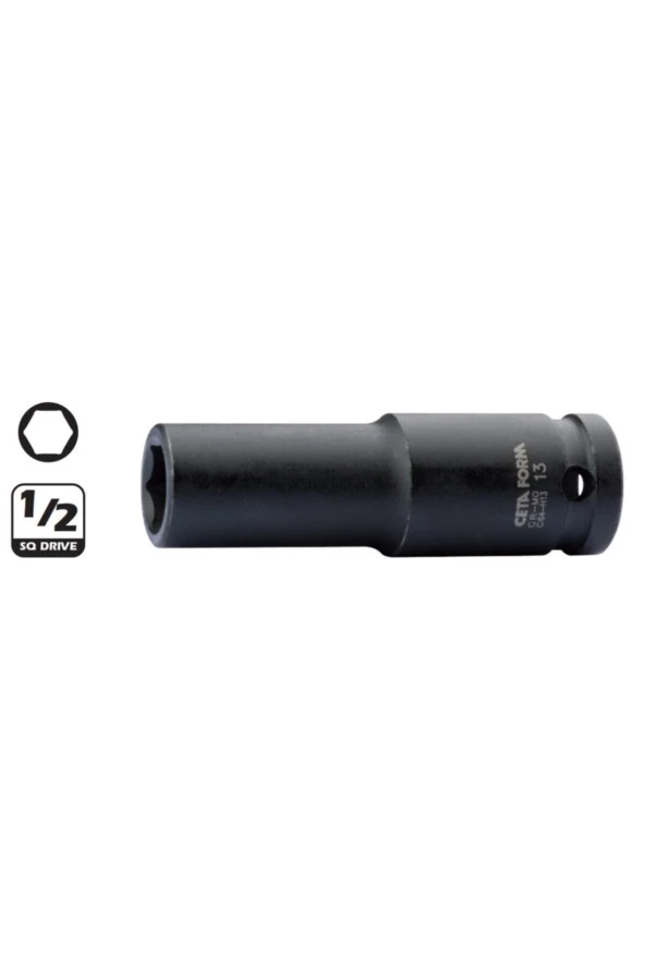 Ceta Form C64-H12 12mm 1/2'' 6 Köşe Derin Havalı Lokma Anahtar
