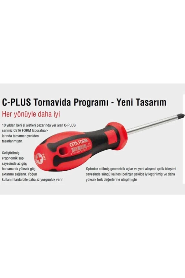 Ceta Form F20-090-125 C-plus Lokma Uçlu Tornavida 9x125mm