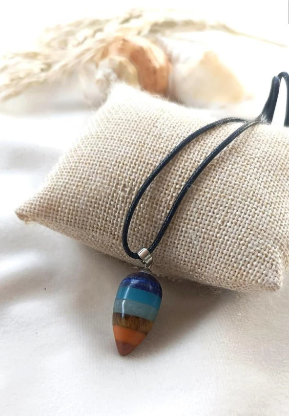 7 Çakra Çivi Doğal Taş Kolye Yoga Meditasyon Reiki Kadın Kız Erkek Gerdanlık - Resim 2