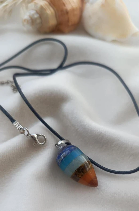 7 Çakra Çivi Doğal Taş Kolye Yoga Meditasyon Reiki Kadın Kız Erkek Gerdanlık - Resim 3