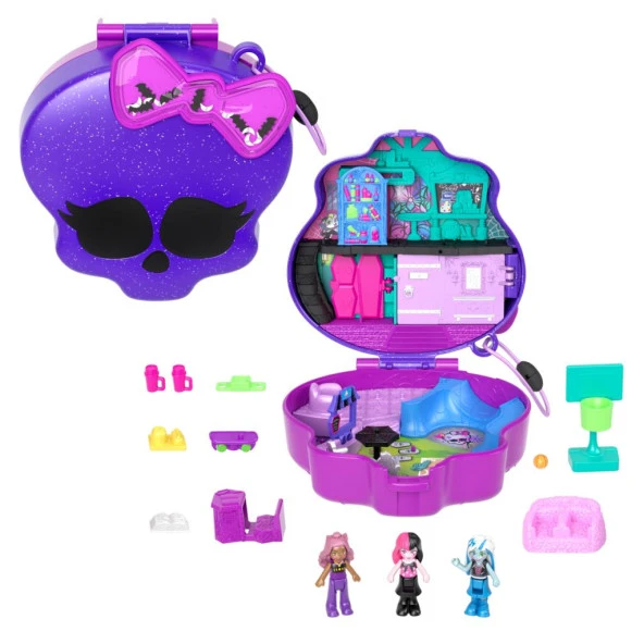 Polly Pocket Monster High Temalı Kompakt Set HVV58 Lisanslı Ürün