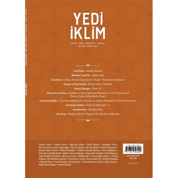 Yedi İklim 388.Sayı Temmuz 2022
