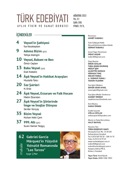 Türk Edebiyatı 598.Sayı Ağustos 2023 - Resim 3