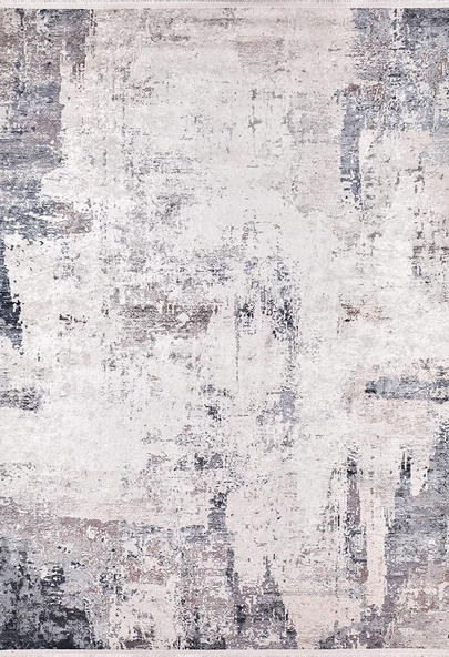 Modern Gri Bej Desen Dijital Baskı Hipoalerjenik Kaymaz Taban Halı Yolluk HA163 ürün görseli