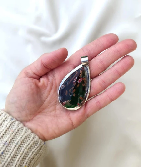 Kolye Epoksi Çiçek Gül Takı Aksesuar Kadın Hediye - Resim 2