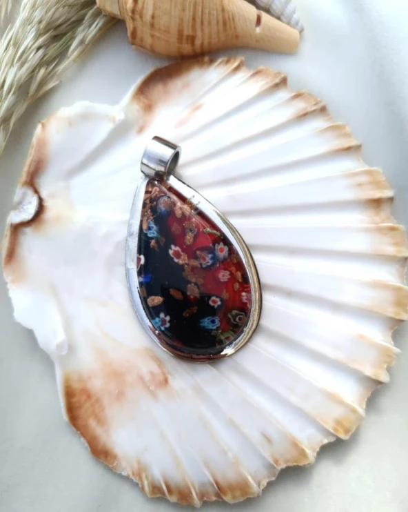 Kolye Epoksi Çiçek Gül Takı Aksesuar Kadın Hediye - Resim 3