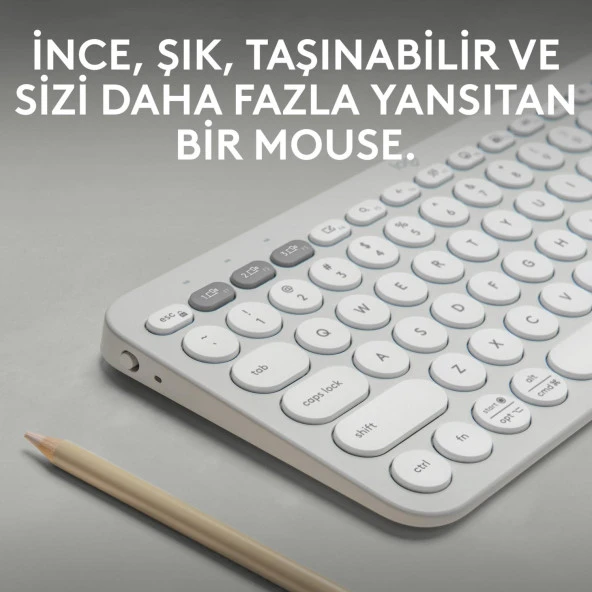 Logitech Pebble Keys 2 Çoklu Cihaz Özellikli Bluetooth Türkçe Q Klavye - Beyaz - 2