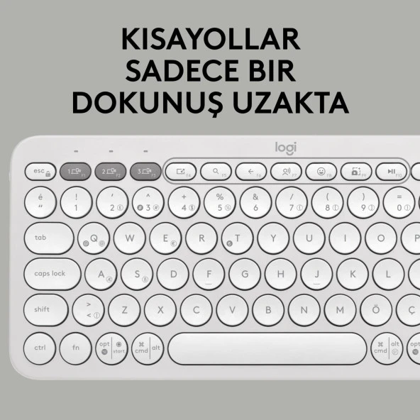 Logitech Pebble Keys 2 Çoklu Cihaz Özellikli Bluetooth Türkçe Q Klavye - Beyaz - 4