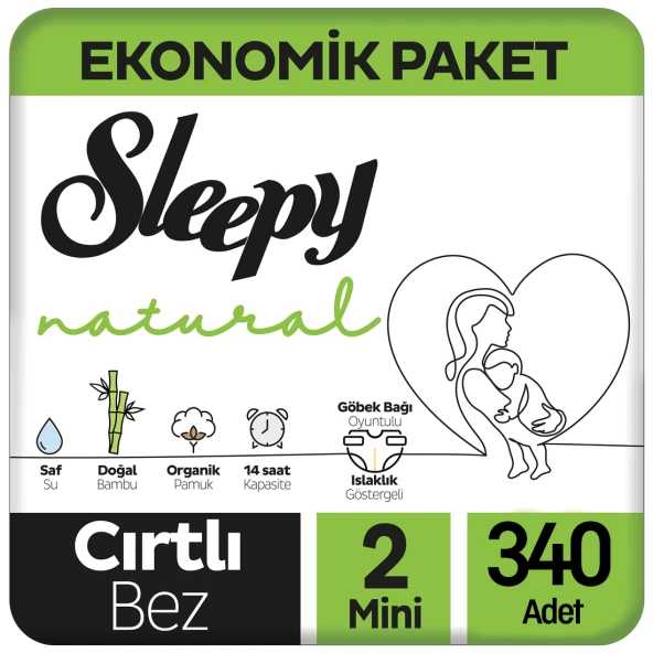 Sleepy Natural Bebek Bezi Ekonomik Paket 2 Beden 68x5 340 Adet