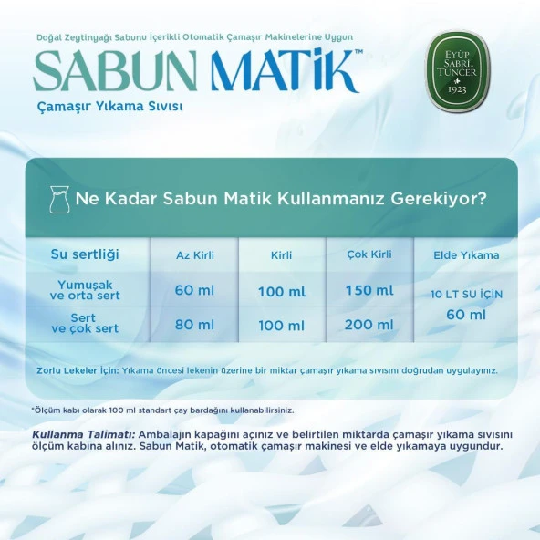 Eyüp Sabri Tuncer Sabun Matik Doğal Zeytinyağı İçerikli Çamaşır Yıkama Sıvısı Renkliler 1.5 Litre - 5