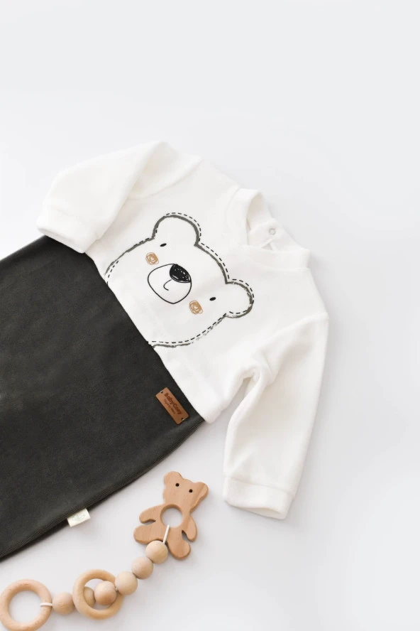 Bebek Star Kadife Patikli Tulum, %80 Organik Pamuk & %20 Polyester, Bebek ve Yenidoğan Serisi - CSYK6011 - 2