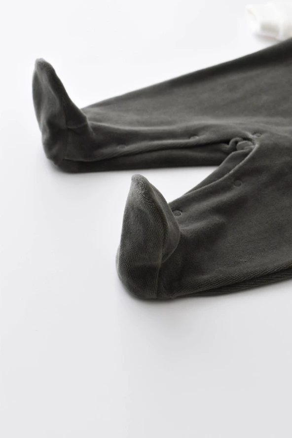 Bebek Star Kadife Patikli Tulum, %80 Organik Pamuk & %20 Polyester, Bebek ve Yenidoğan Serisi - CSYK6011 - 4