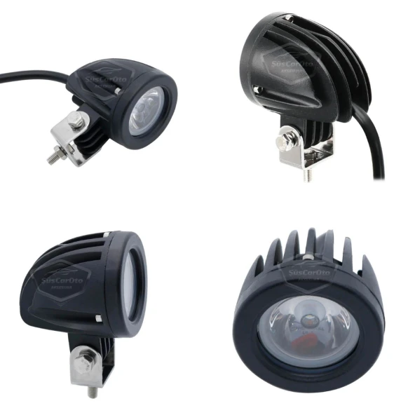 Yuvarlak Tek Led Bar Beyaz Sis Farı Araç Motosiklet Off Road Atv Forklift Led Lamba Projektör Metal Arazi Çalışma Lambası 2 Adet 10w - 2