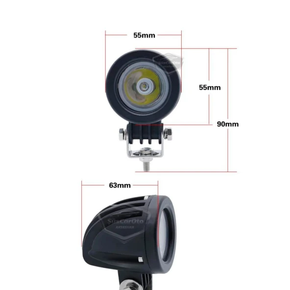 Yuvarlak Tek Led Bar Beyaz Sis Farı Araç Motosiklet Off Road Atv Forklift Led Lamba Projektör Metal Arazi Çalışma Lambası 2 Adet 10w - 6