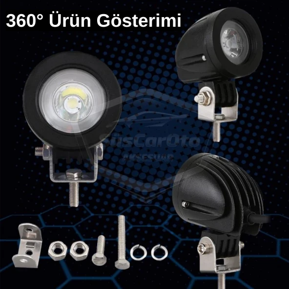 Yuvarlak Tek Led Bar Beyaz Sis Farı Araç Motosiklet Off Road Atv Forklift Led Lamba Projektör Metal Arazi Çalışma Lambası 2 Adet 10w - 8