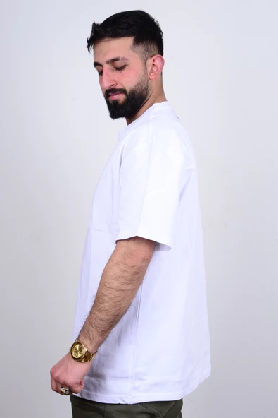 Loft 2034833 Beyaz Erkek Loose Fit Bisiklet Yaka %100 Pamuk Tşört - 2