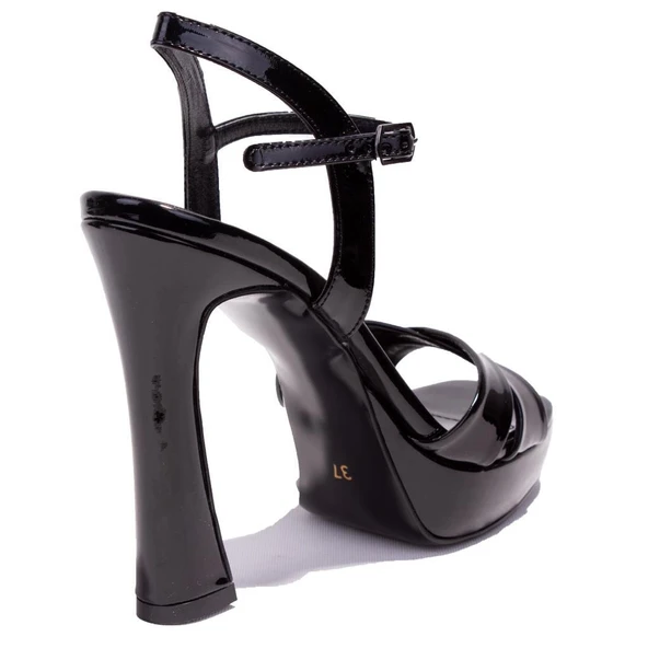 Dagoster DZA07-405902C Siyah Rugan Çapraz Bant Platform Topuklu  Kadın Ayakkabı - 4