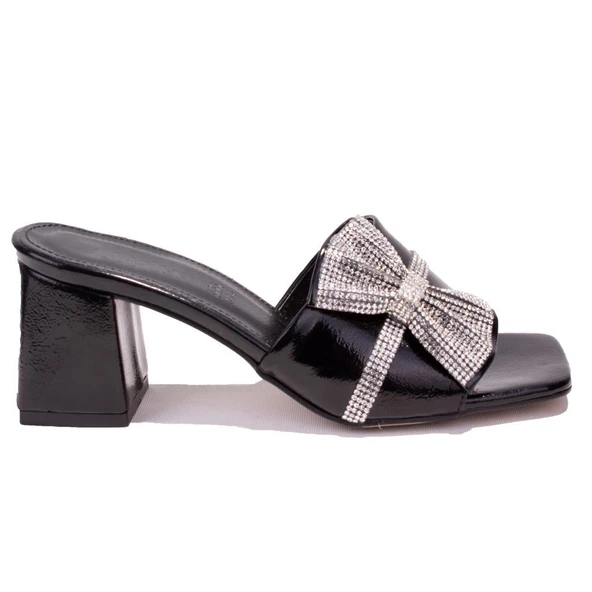 Dagoster DZA07-1221101C Siyah Rugan Abiye Topuklu Kadın Terlik - 2