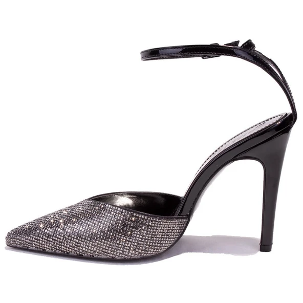 Dagoster DZA07-1240870C Siyah Rugan Taşlı Abiye Topuklu Kadın Ayakkabı - 3