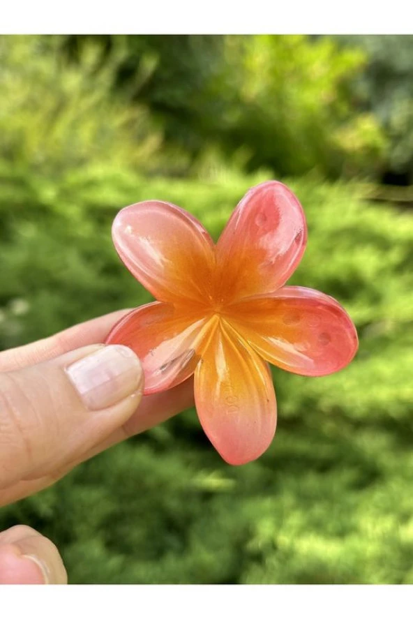 ByMerve Lotus Çiçek Orta Boy Hibisküs Toka - Nar Çiçeği Rengi