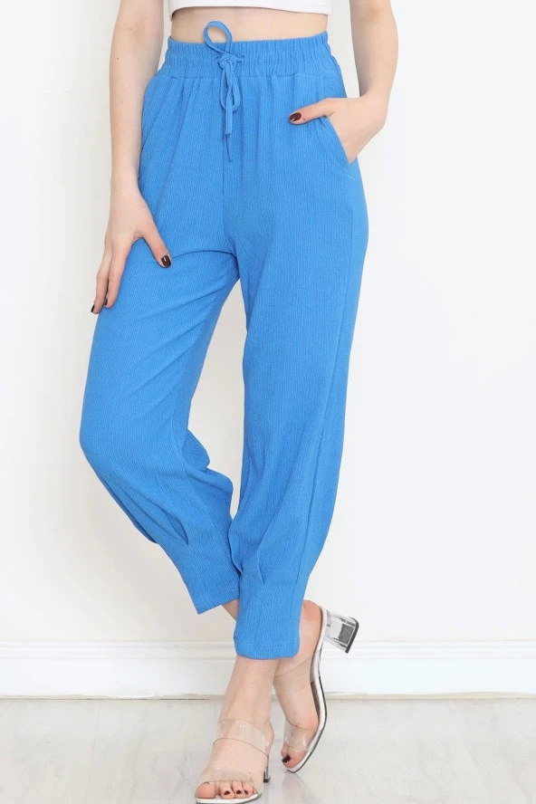 Paça Dikişli Pantolon Mavi