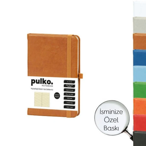 PULKO Notebook Not Defteri, (9x14cm), Termo Deri, Dokulu Sert Kapak, 196 Sayfa, Çizgili, 036,