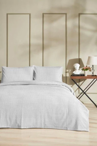 Özdilek Modern Line Tek Kişilik Battaniye Seti (150x220)-Piramit Gri