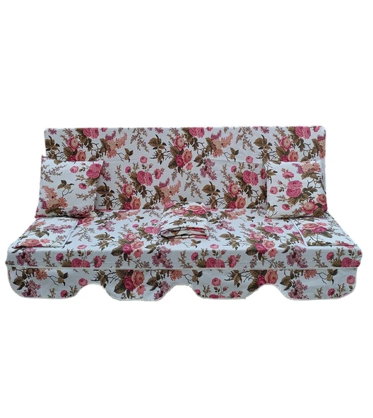 Mandaş Süngersiz 3 Kişilik Salıncak Minder Seti (Pamuklu Kumaş)-İngiliz Gülü Pembe