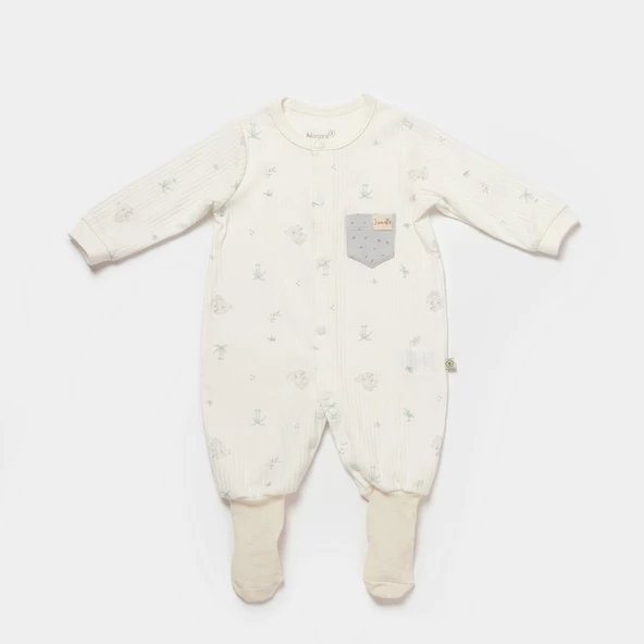 Bibaby Biorganic Koala Jungle Patikli Bebek Tulum 60734 Gri