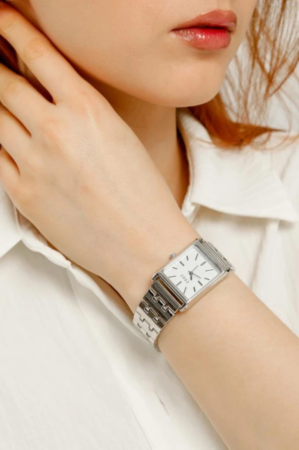 Maria Beyaz Kadran Gümüş Kordon Kadın Kol Saat - 3