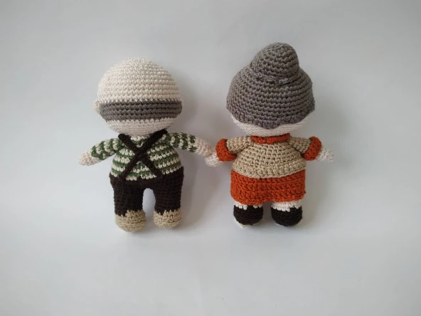 Maskot Dede ve Nine Amigurumi Organik Oyuncak - 3