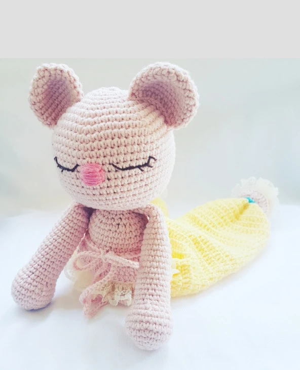 Uykucu Ayıcık Uyku Arkadaşı Amigurumi Organik Oyuncak - 2