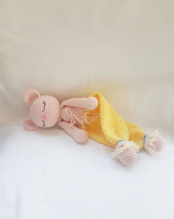 Uykucu Ayıcık Uyku Arkadaşı Amigurumi Organik Oyuncak - 3