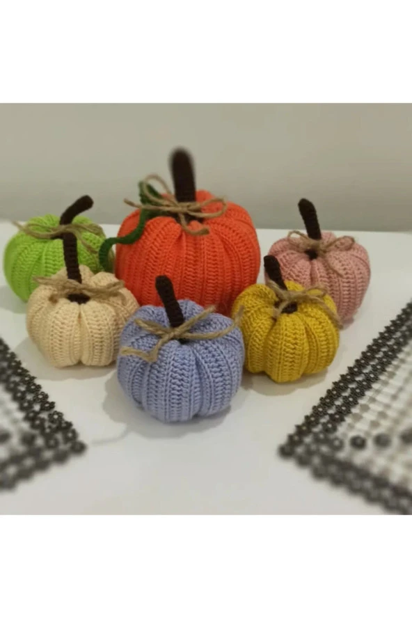 Dekoratif Yeni Trend Örgü 6'lı Balkabağı Seti Amigurumi