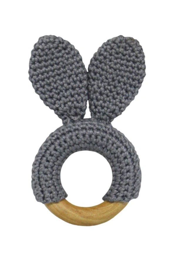 Organik Amigurumi Koyu Gri Mini Bunny Diş Kaıyıcı