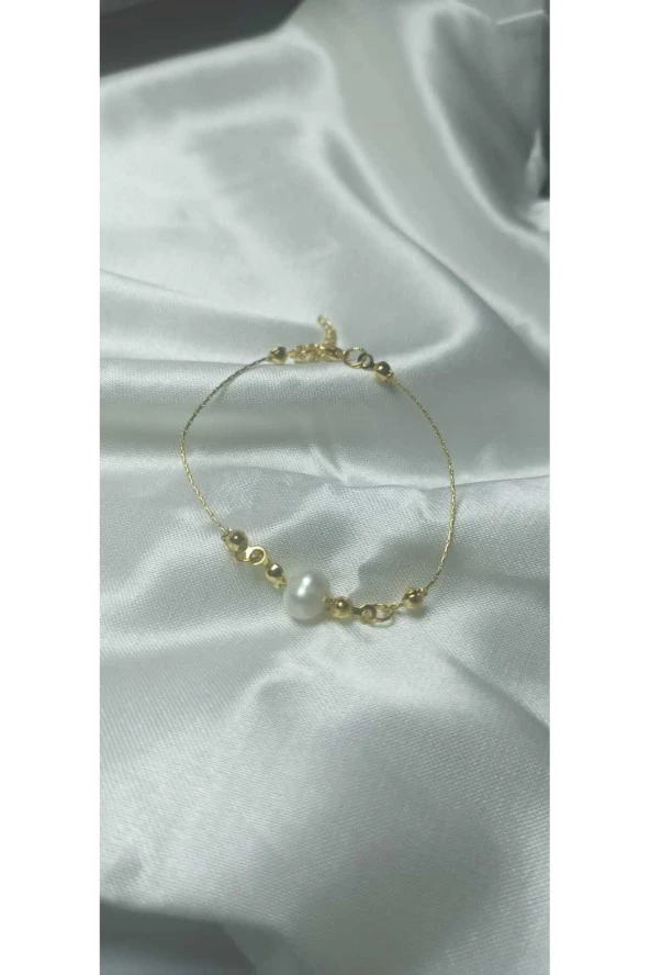 24k Altın Kaplama Tek İnci Zarif Tektanem Bİleklik ürün görseli