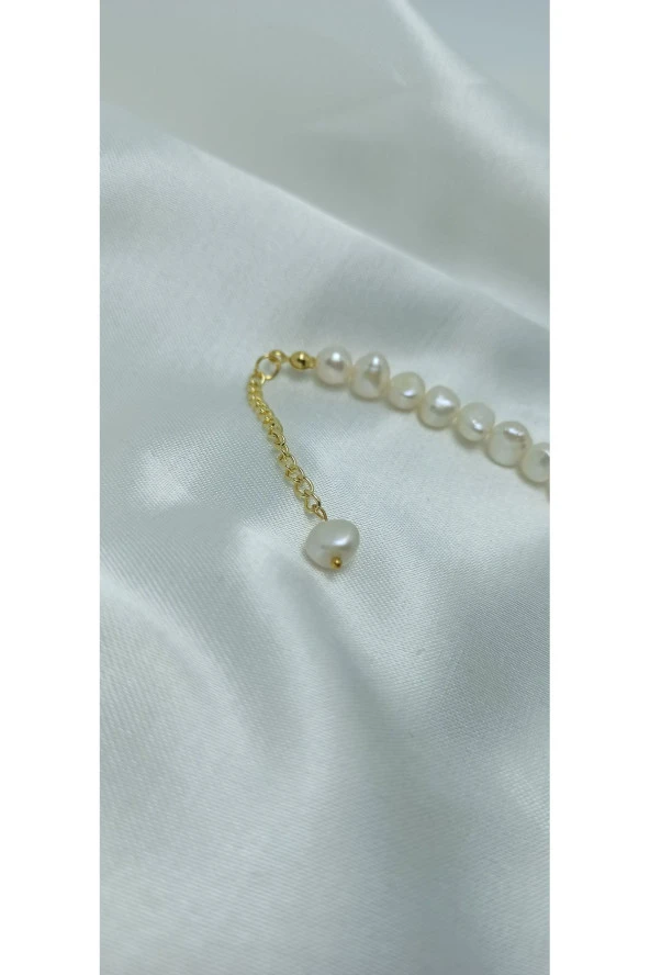 Barok Tarzı Gerçek İnci Gül Detaylı Tasarım Bileklik - Resim 3