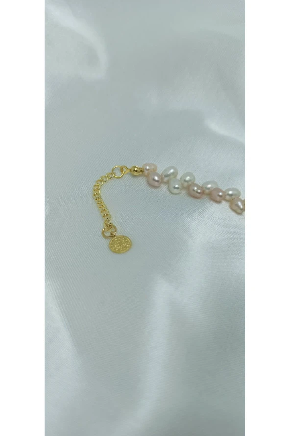 24k Altın Kaplama Gerçek Renkli İnci Buğday Model Tasarım Bİleklik - 3