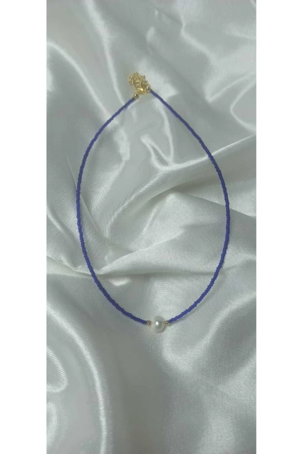 24k Altın Kaplama Gerçek Tek inci Kum Boncuklu Trend kolye ürün görseli