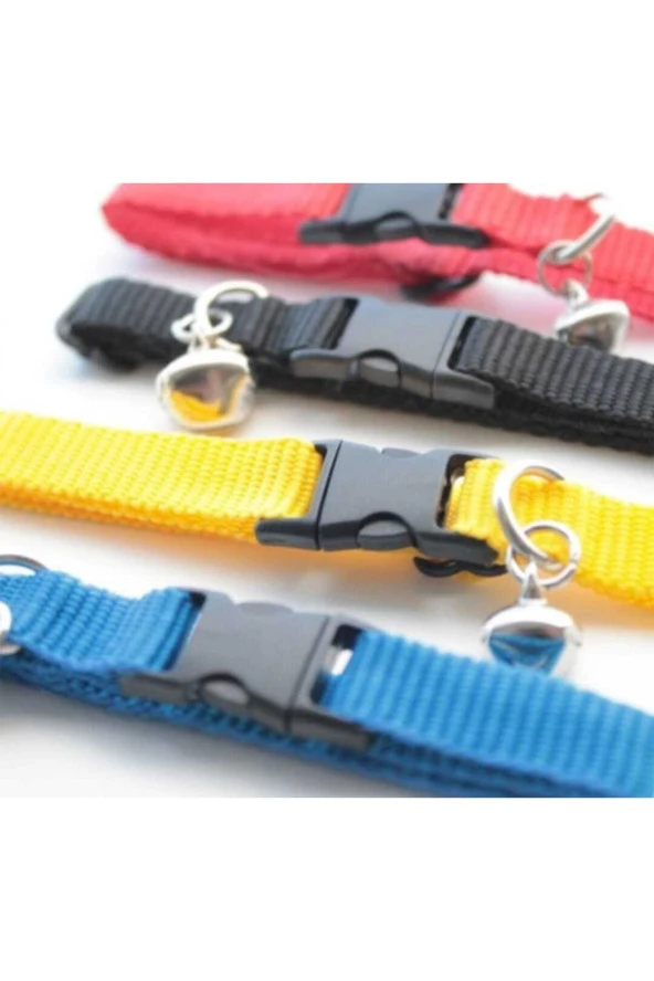 Çıngıraklı Düz Renk Kedi Ve Küçük Irk Köpek Tasması Kolyesi Renkli Kolon