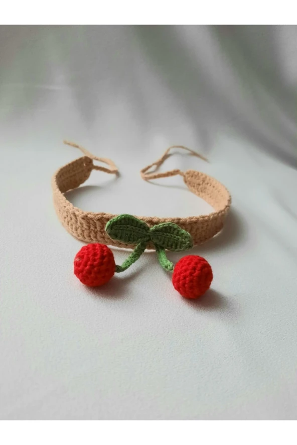 El Yapımı Kiraz Model Kedi Tasması, Kedi Kolyesi , Pet Aksesuar , Örgü Kedi Kolyesi