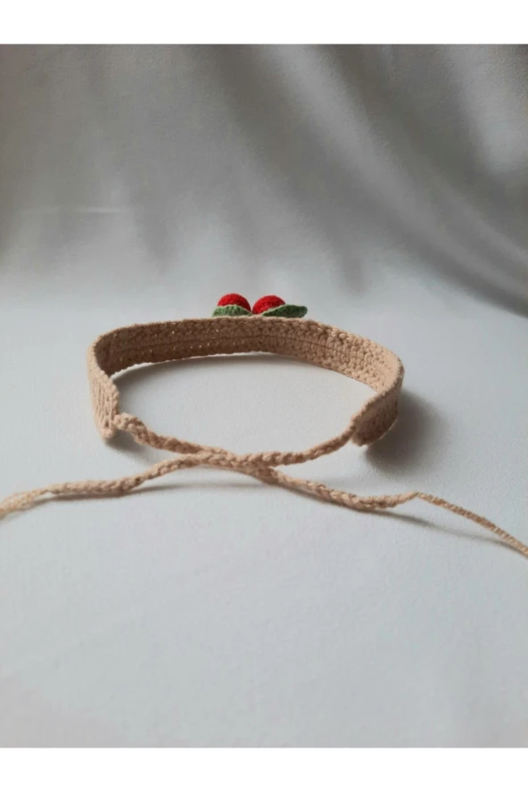 El Yapımı Kiraz Model Kedi Tasması, Kedi Kolyesi , Pet Aksesuar , Örgü Kedi Kolyesi - 2